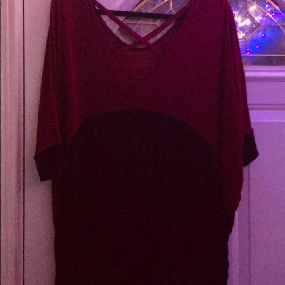 Black and maroon top